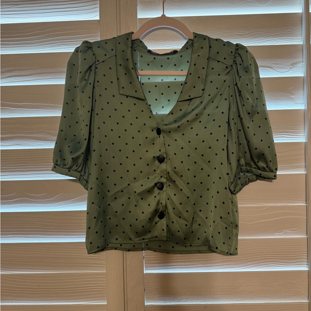 Zara Green satin blouse